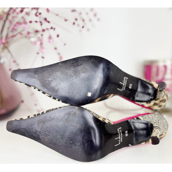 Luichiny Animal Print Pointed Toe Ankle Strap High Stiletto Heels Pumps Size 8.5 - Picture 14 of 15